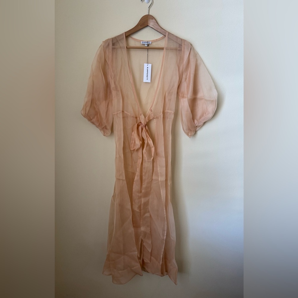 Kamperett New Loretta Organza Silk Midi Dress Blush Medium